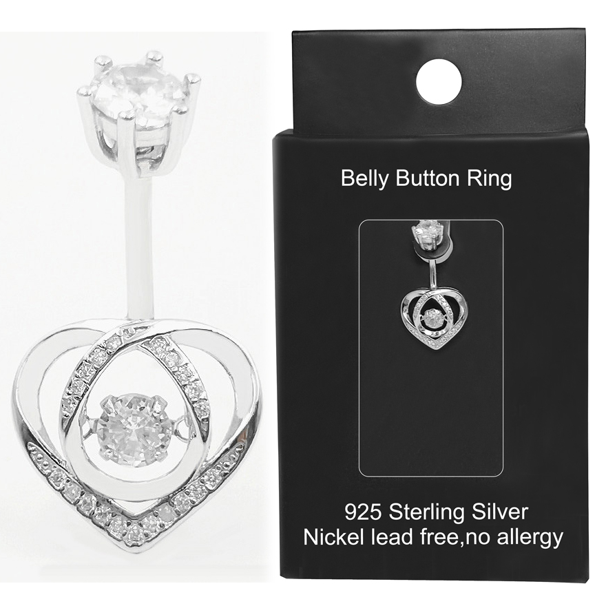 Body Jewelry Materials - 배꼽 링 925 스털링 실버 큐빅