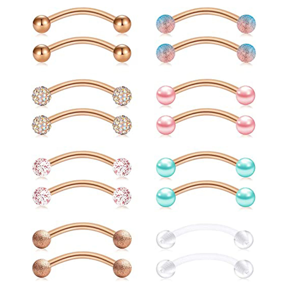 Nipple Bar Curved - 스테인레스 스틸 긴 니플 링, 곡선