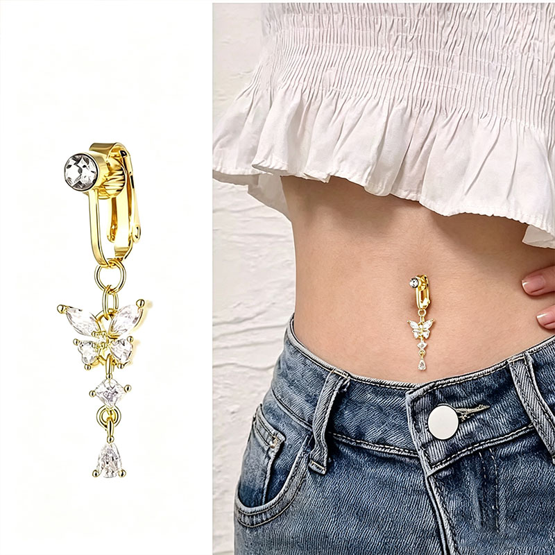 Body Jewelry Hoops - 1Pc 나비 디자인 CZ 가짜 배꼽