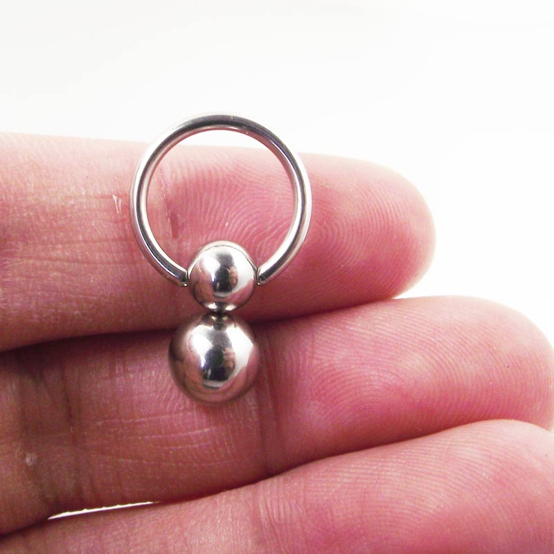 Nipple Bar Curved - 스테인레스 스틸 더블 볼 오뚜기 박