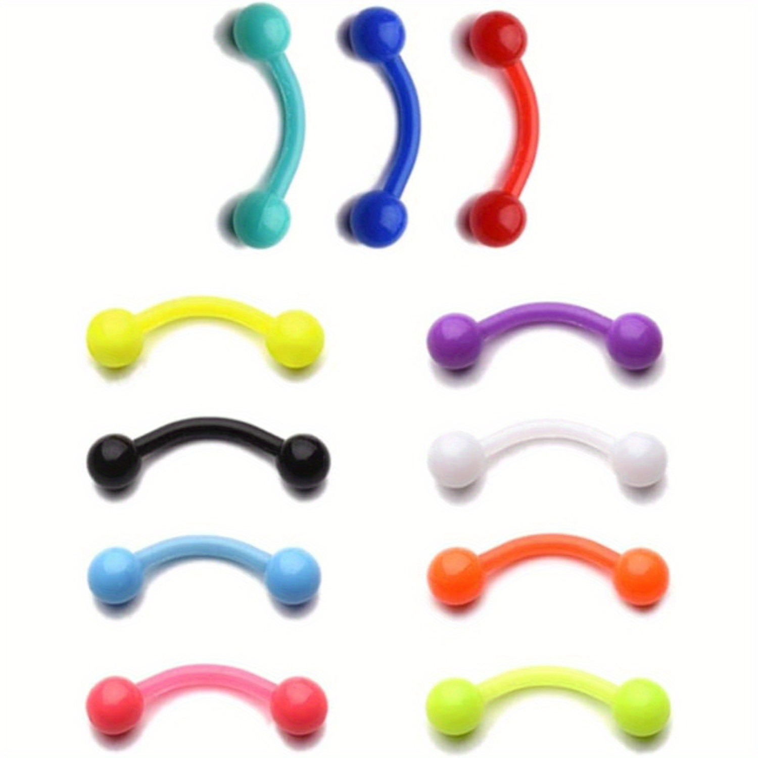 Body Jewelry Materials - 11벌 8mm 컬러 플라스틱 눈썹못 연질