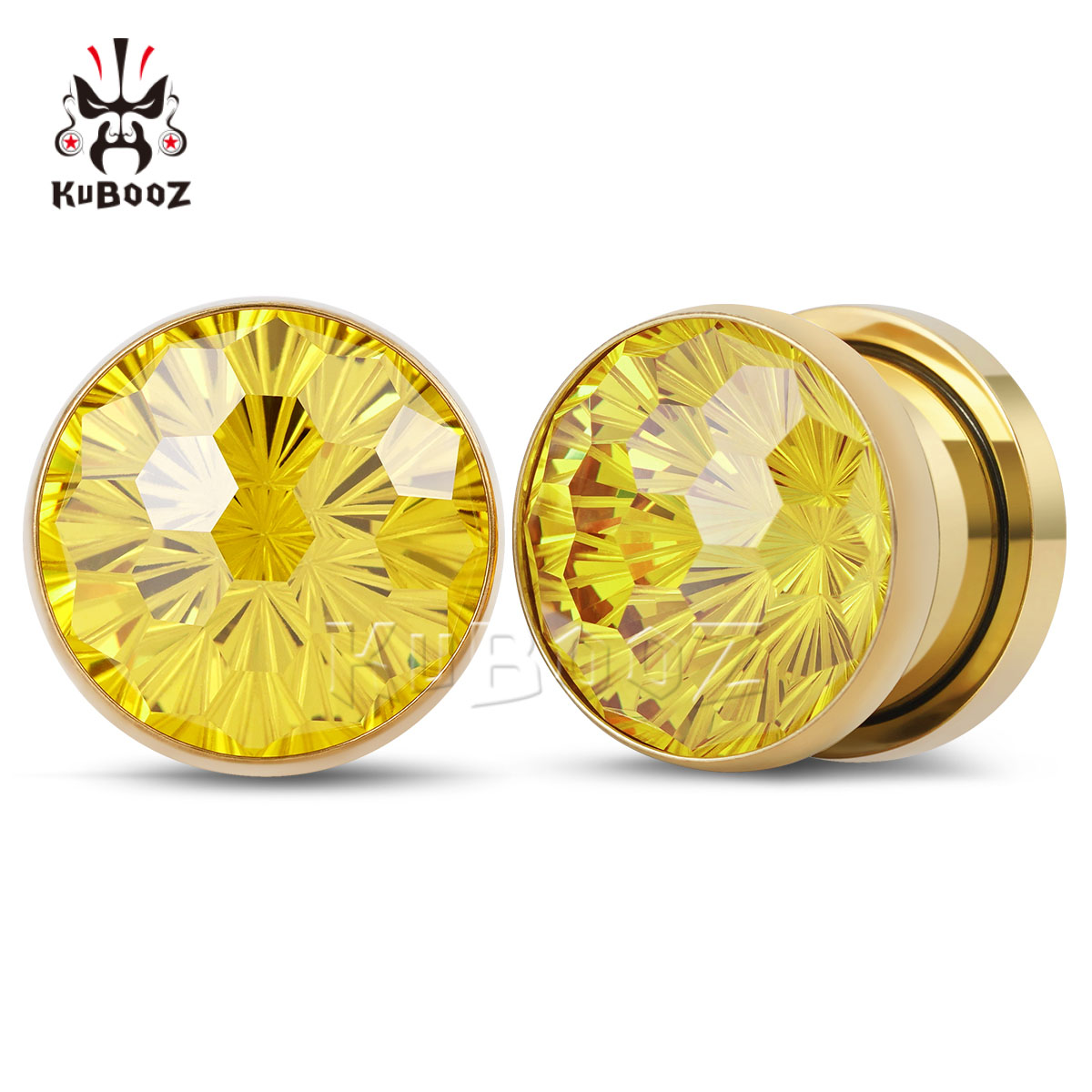 Yellow Body Jewelry - 2개 반짝이는 노란색 크리스탈 다이아몬드 컷