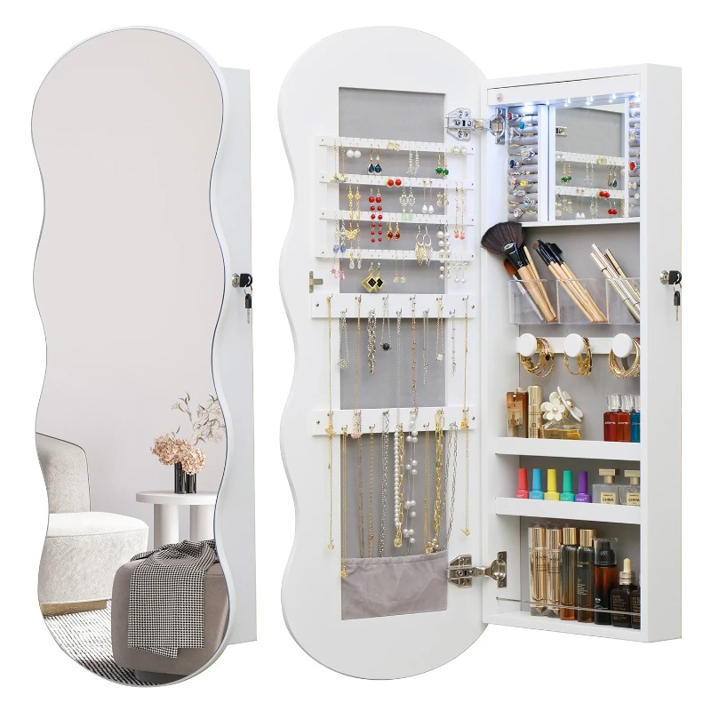 Body Jewelry Storage - 유럽풍 심플 원목 전신 거울, 보석