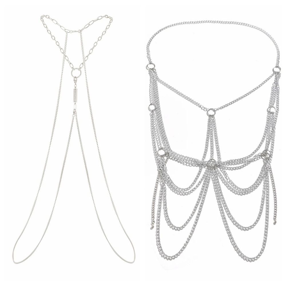 Body Jewelry Materials - 알루미늄 소재 바디 크로스 체인 실버
