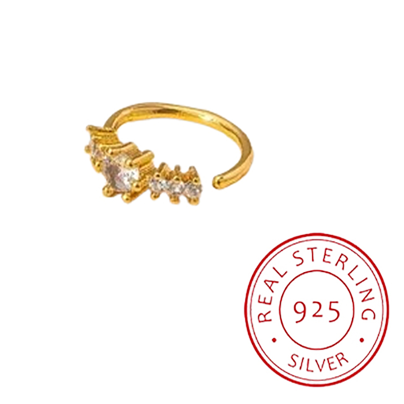 Yellow Body Jewelry - 간단한 단일 행 기하학 S925 실버