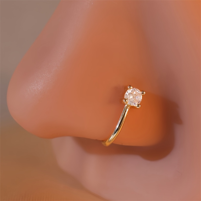 Body Jewelry Materials - 1피스 라운드 지르콘 비천공 코걸이 여성용