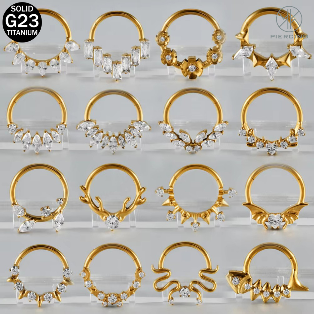 Body Jewelry Hoops - G23 티타늄 힌지드 스네이크/앤틀러-셉텀 클릭 노스트릴