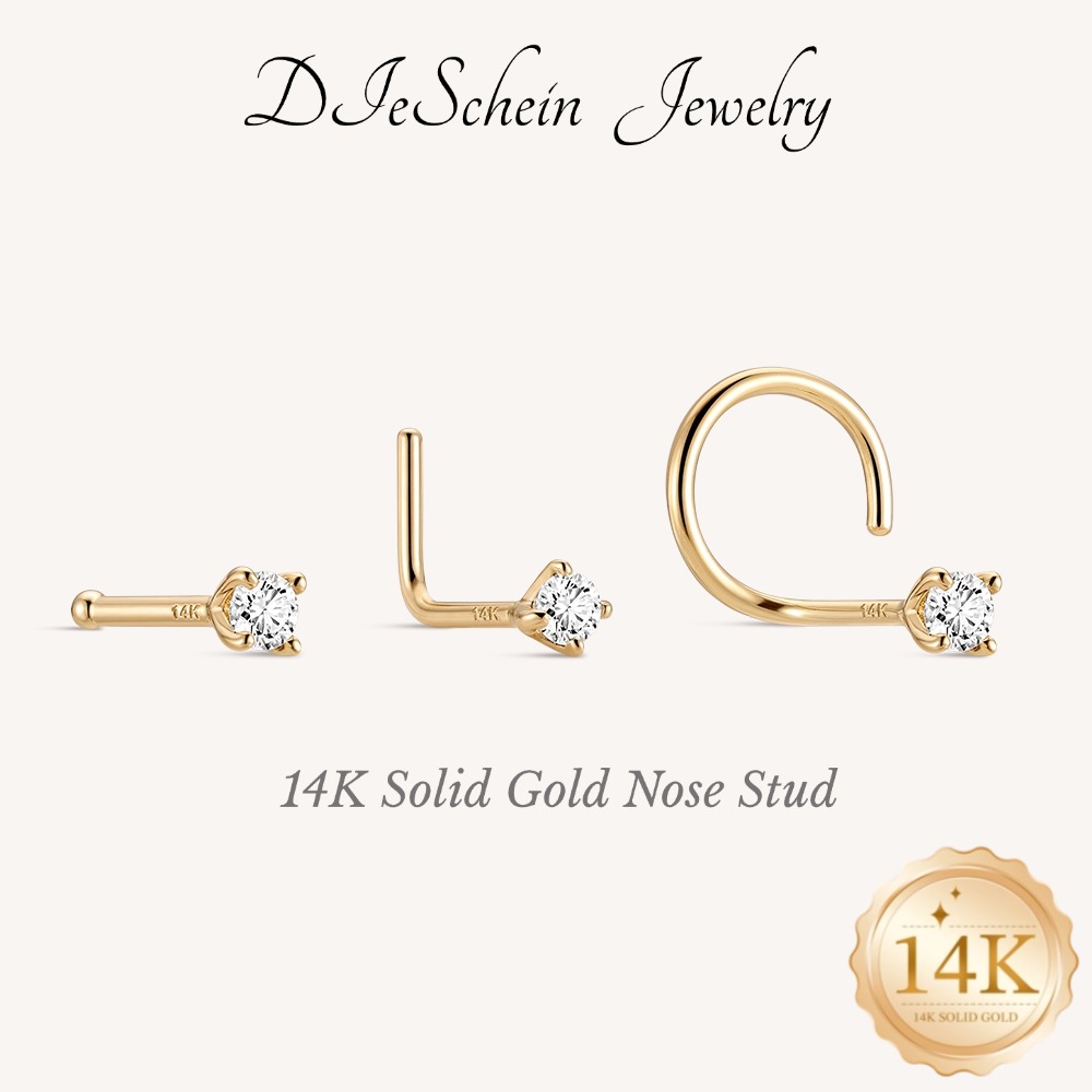 Yellow Body Jewelry - 디에슈닌 14K 솔리드 골드 노즈 본