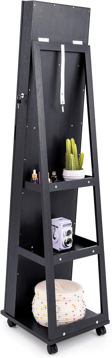 Body Jewelry Storage - 원목 회전식 스탠드형 전신 스마트 거울,