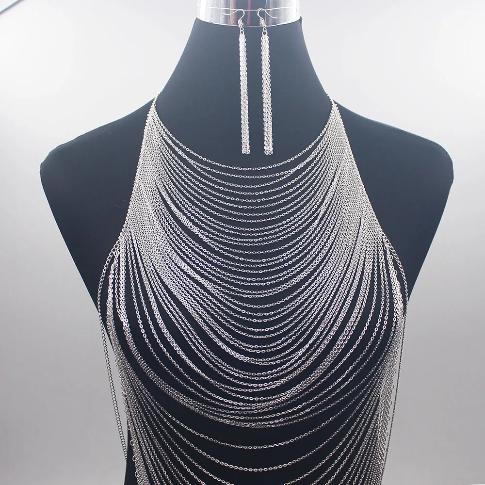 풀 체인 바디 체인 브라 노예 하네스 목걸이, 술 허리 - Body Jewelry Materials 리뷰 및 가격
