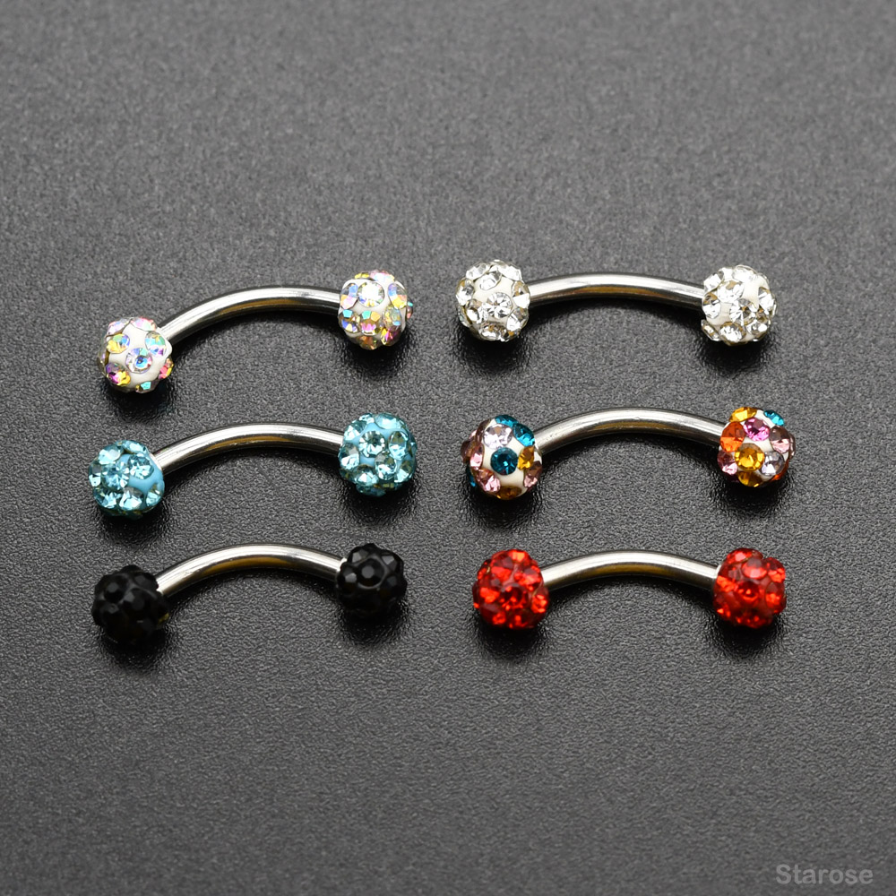 2Pcs 4mm 크리스탈 공 곡선 바 눈썹 피어싱 Sn - Nipple Bar Curved 리뷰 및 가격