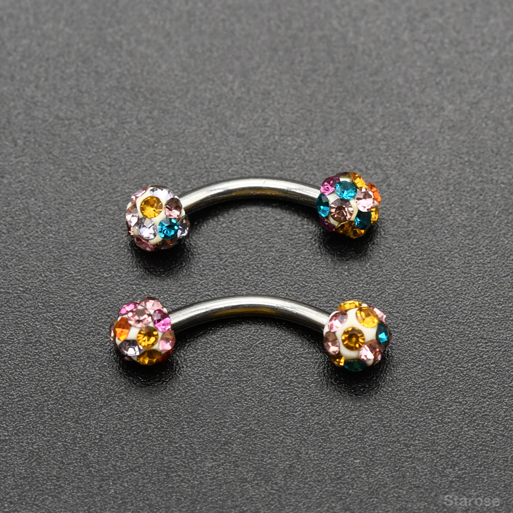 2Pcs 4mm 크리스탈 공 곡선 바 눈썹 피어싱 Sn - Nipple Bar Curved 리뷰 및 가격