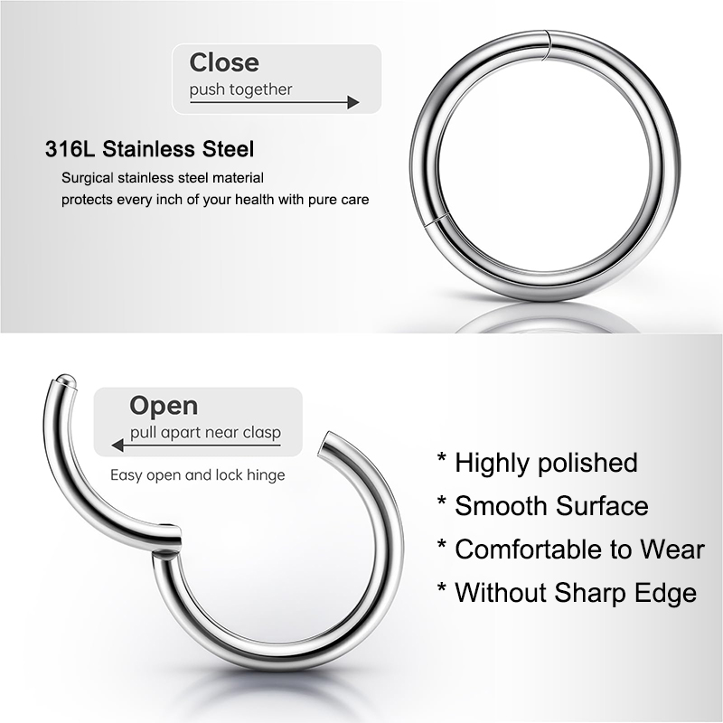 16G 316L 수술용 스틸 힌지 클리커 코/격막 링, - Body Jewelry Hoops 리뷰 및 가격