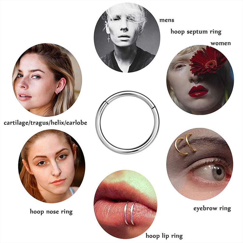 16G 316L 수술용 스틸 힌지 클리커 코/격막 링, - Body Jewelry Hoops 리뷰 및 가격