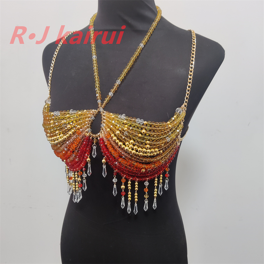 RJ 패션 섹시한 금속 옐로우 레드 크리스탈 유리 비즈 - Yellow Body Jewelry 리뷰 및 가격