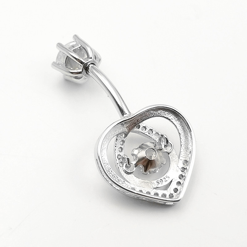 배꼽 링 925 스털링 실버 큐빅 지르콘 하트 14G  - Body Jewelry Materials 리뷰 및 가격