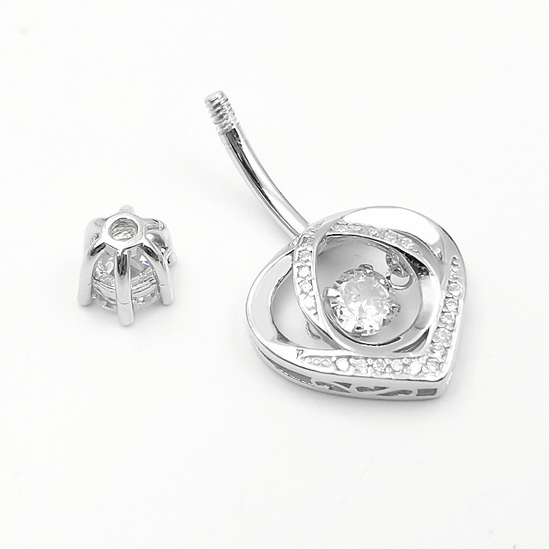 배꼽 링 925 스털링 실버 큐빅 지르콘 하트 14G  - Body Jewelry Materials 리뷰 및 가격