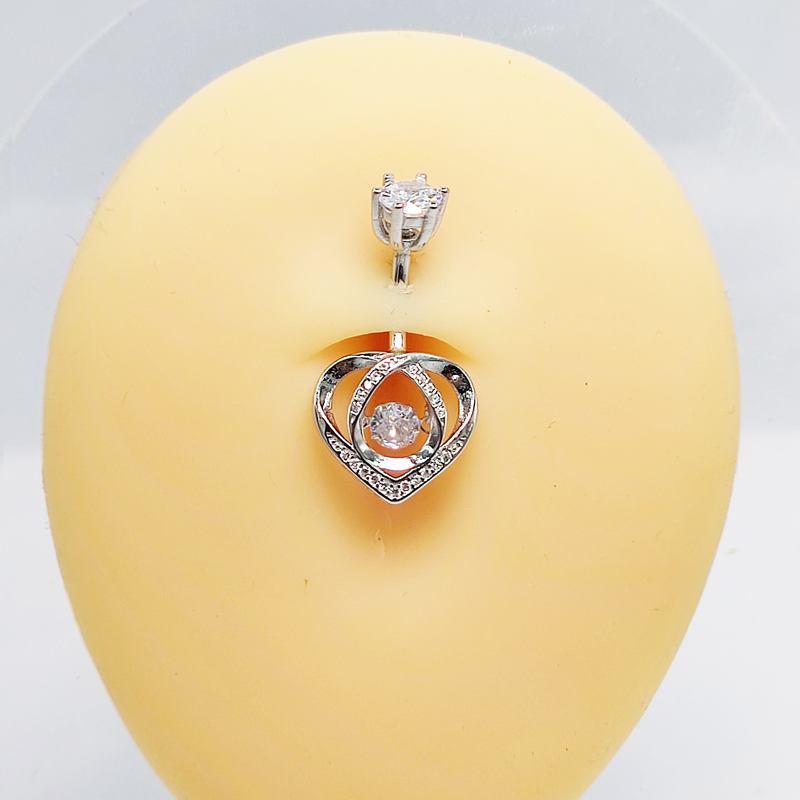 배꼽 링 925 스털링 실버 큐빅 지르콘 하트 14G  - Body Jewelry Materials 리뷰 및 가격
