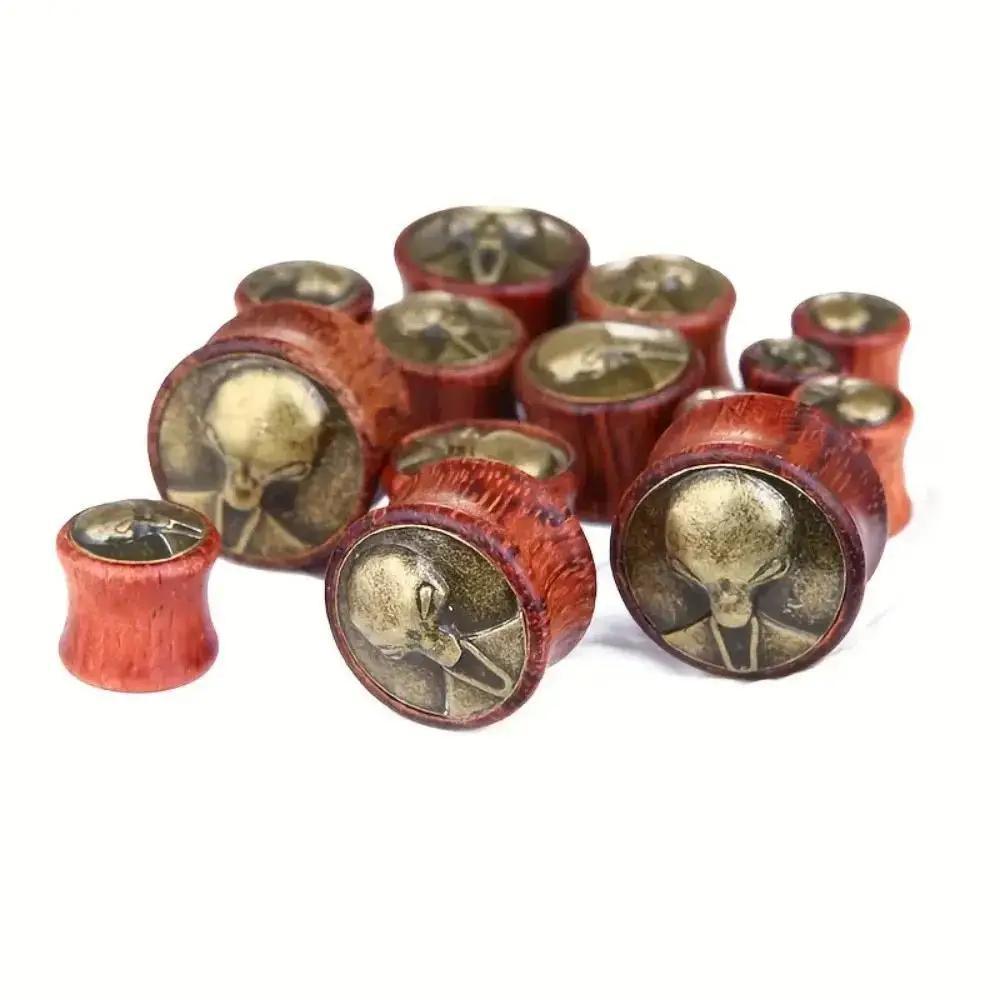 2개 빈티지 나무 외계인 머리 바디 피어싱 플러그, 유 - Body Jewelry Materials 리뷰 및 가격