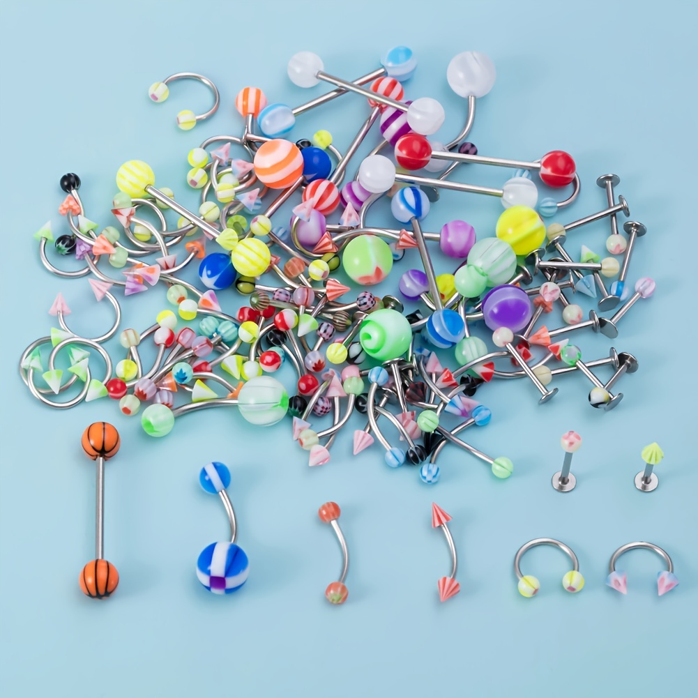 45/80/110Pcs 믹스 스타일 스테인레스 스틸 혀 - Body Jewelry Storage 리뷰 및 가격