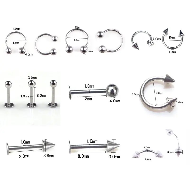 45/80/110Pcs 믹스 스타일 스테인레스 스틸 혀 - Body Jewelry Storage 리뷰 및 가격