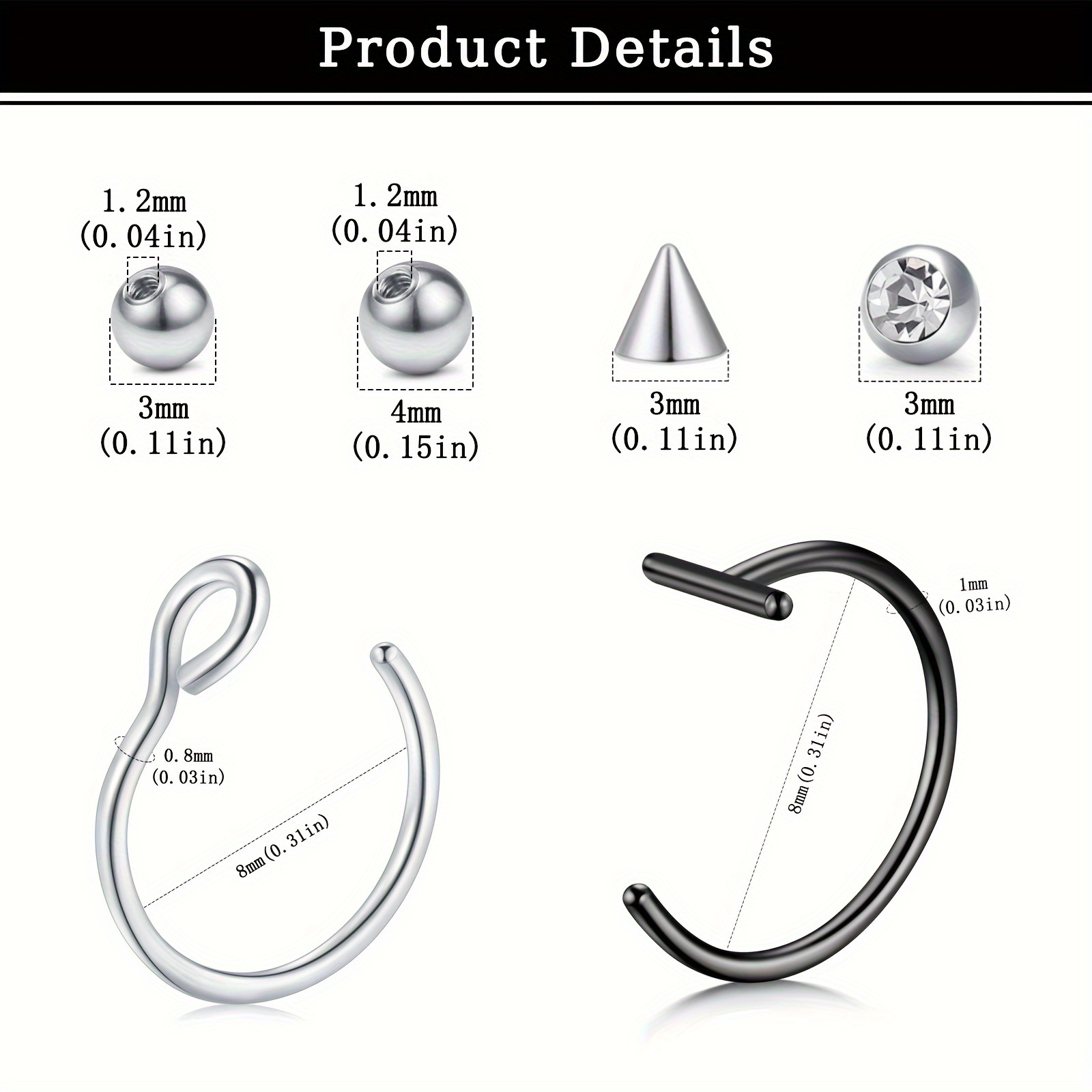 가짜 피어싱, 가짜 립 링, 가짜 코 링, 가짜 뱀 물 - Body Jewelry Hoops 리뷰 및 가격