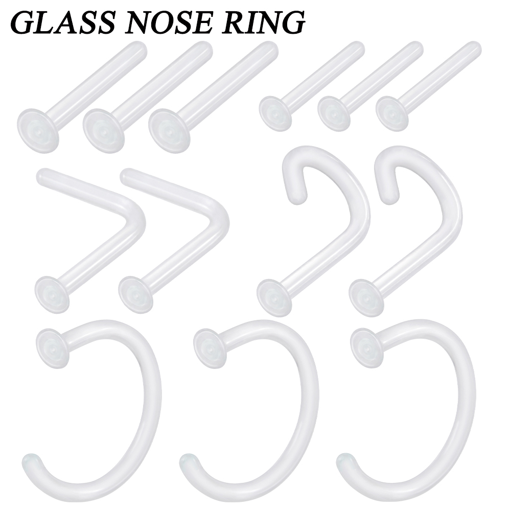 1PC 유리 코 스터드 투명 유리 스트레이트 코 링 리 - Body Jewelry Storage 리뷰 및 가격