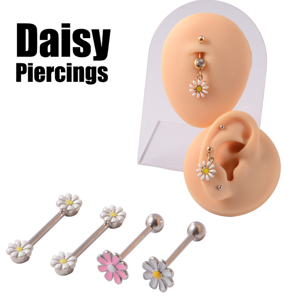 361L 외과 강철 데이지 꽃 피어싱 쥬얼리 핑크 &  - Yellow Body Jewelry 리뷰 및 가격