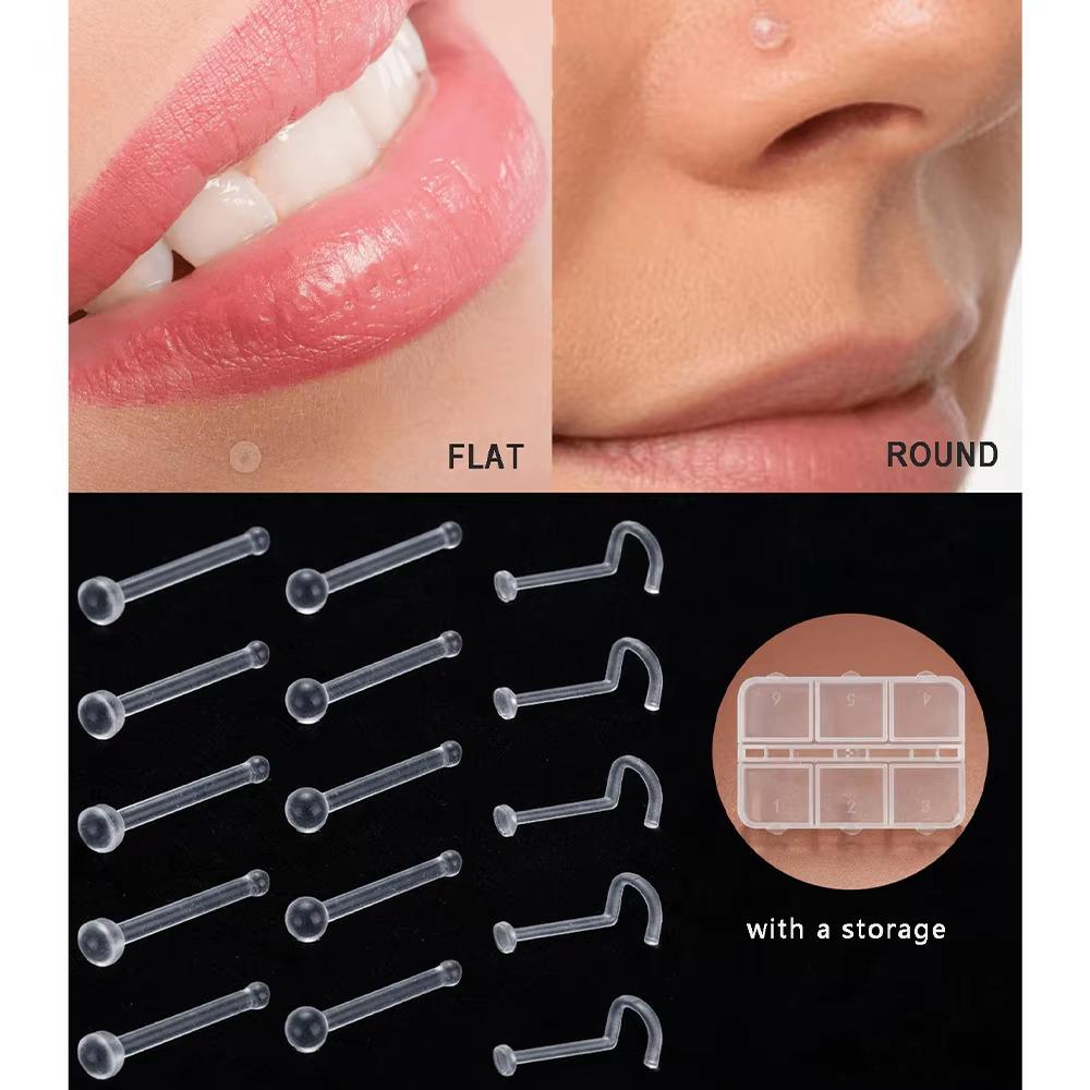 20pcs/Box 아크릴 둥근 공 입술 스터드/귀걸이  - Body Jewelry Materials 리뷰 및 가격