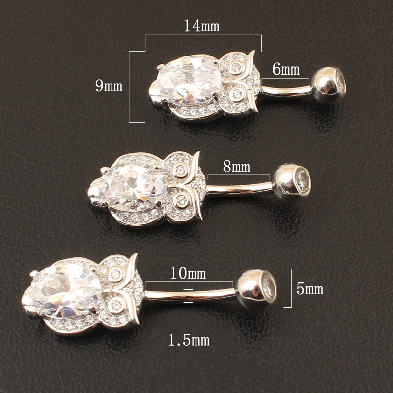 진짜 925 스털링 실버 배꼽 단추 반지, 올빼미 나이 - Body Jewelry Materials 리뷰 및 가격