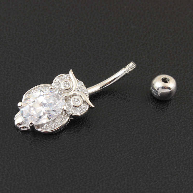진짜 925 스털링 실버 배꼽 단추 반지, 올빼미 나이 - Body Jewelry Materials 리뷰 및 가격