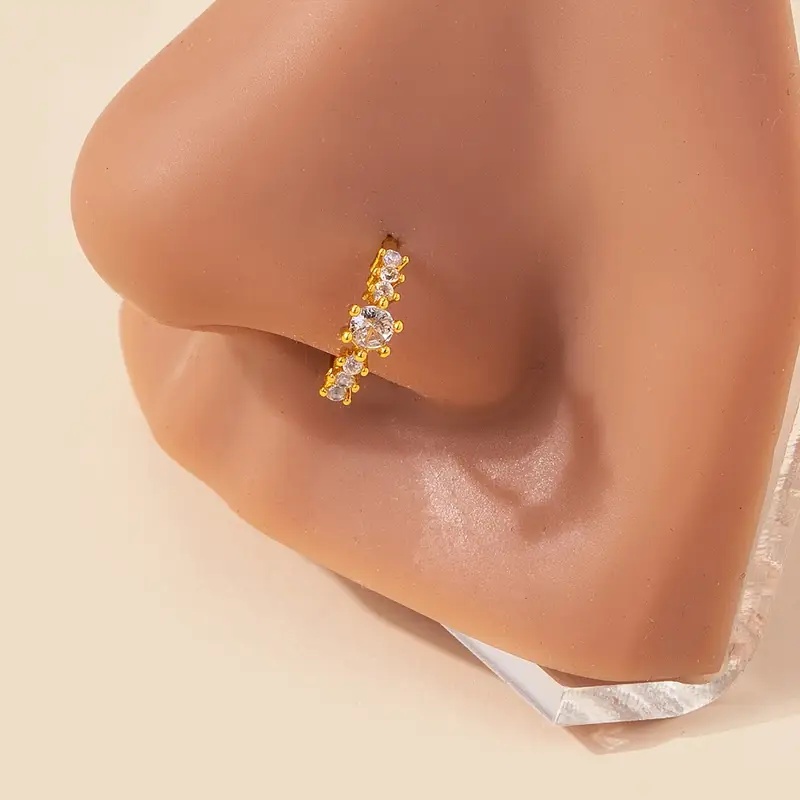 간단한 단일 행 기하학 S925 실버 노란색 코 링 여 - Yellow Body Jewelry 리뷰 및 가격