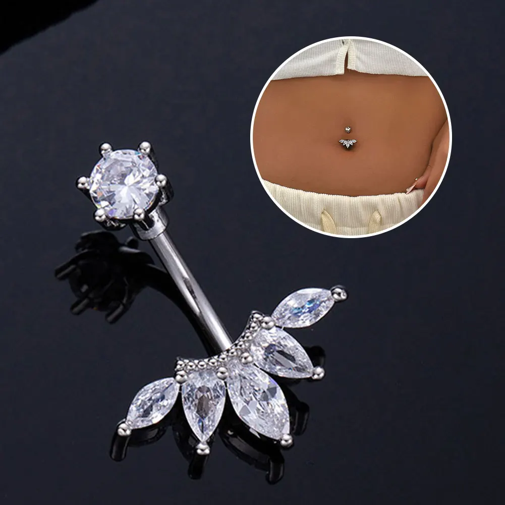 프리미엄 구리 소재 배꼽 링 화려한 지르콘 단풍잎 태슬 - Body Jewelry Materials 리뷰 및 가격