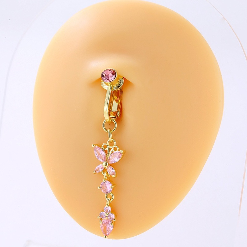 나비 디자인 클립형 배꼽 링 지르콘 구리/합금 소재 가 - Body Jewelry Materials 리뷰 및 가격