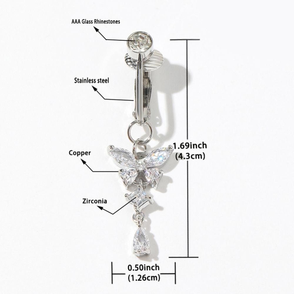 클립형 배꼽 바디 주얼리 나비 디자인 지르콘 페이크 배 - Body Jewelry Materials 리뷰 및 가격