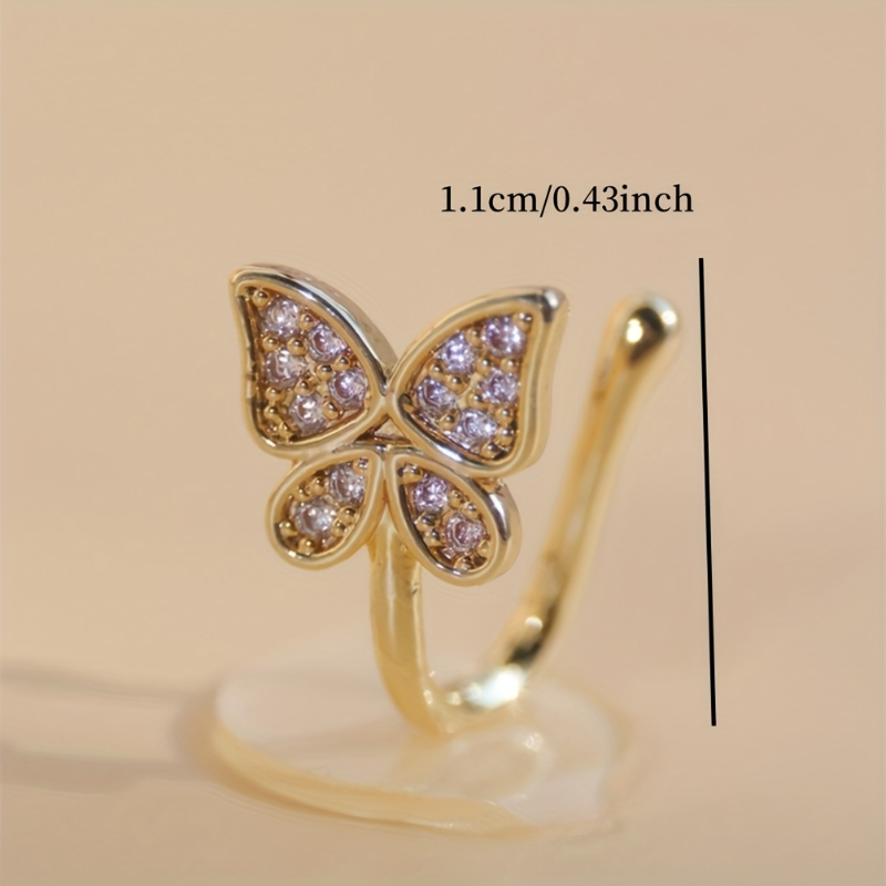 귀엽고 달콤한 나비 모양의 지르콘 코 클립 1개 세트, - Body Jewelry Materials 리뷰 및 가격