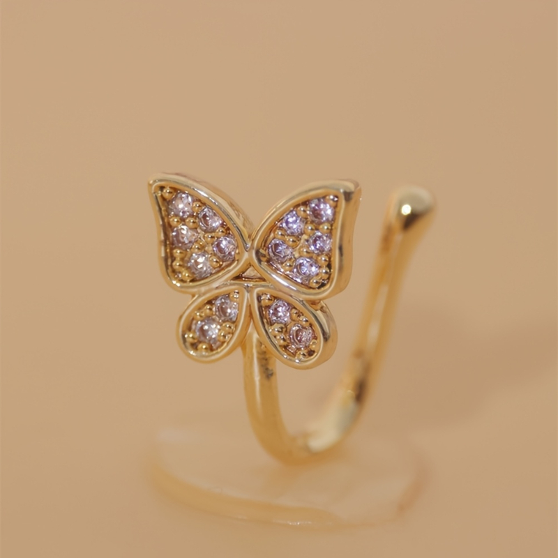 귀엽고 달콤한 나비 모양의 지르콘 코 클립 1개 세트, - Body Jewelry Materials 리뷰 및 가격