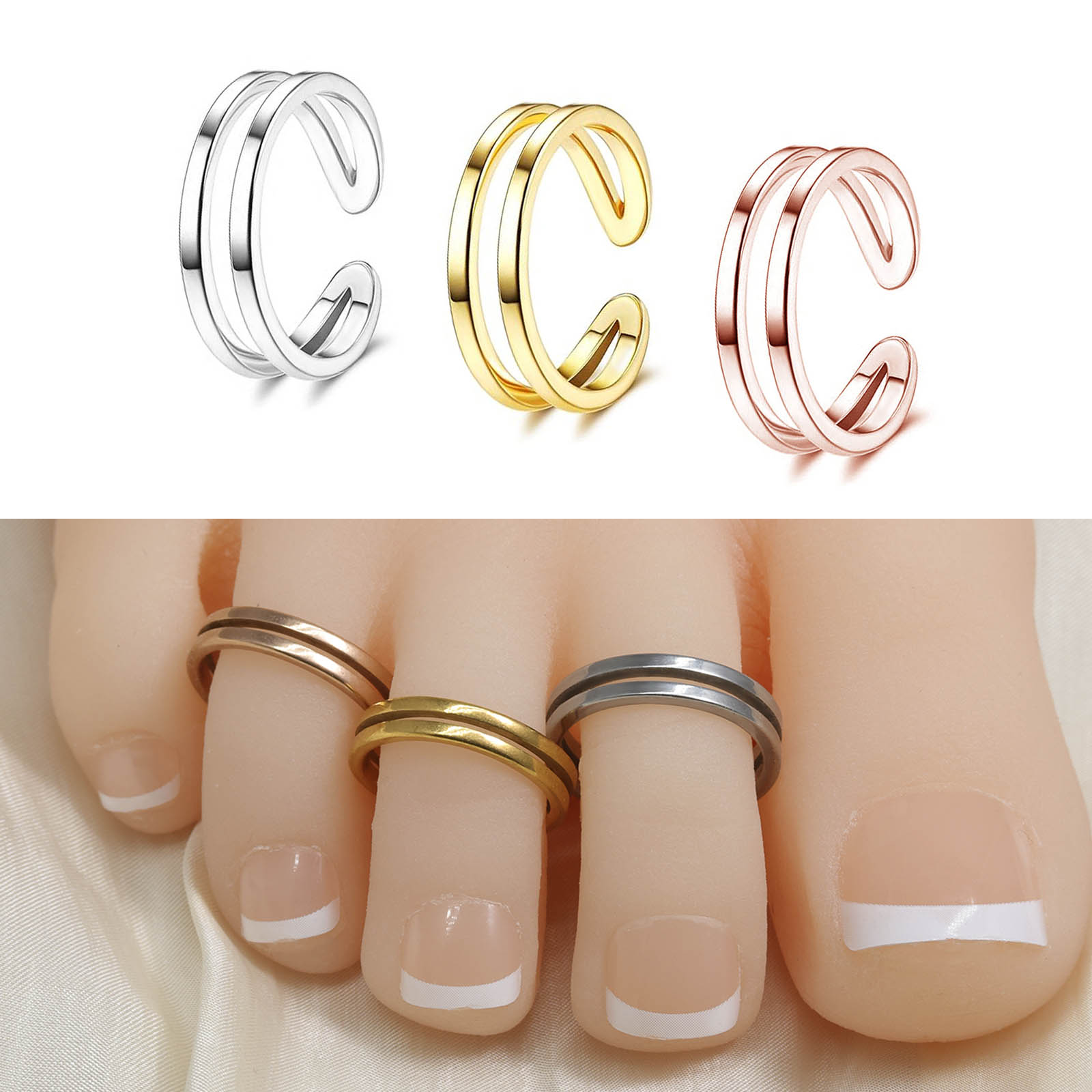 조절 가능한 이중 레이어 발가락 반지 316L 스테인리 - Body Jewelry Hoops 리뷰 및 가격