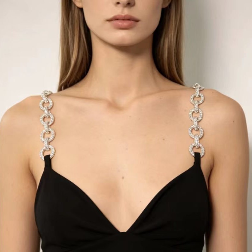 여성용 라인스톤 브라 스트랩, 반짝이는 크리스탈 숄더  - Body Jewelry Hoops 리뷰 및 가격
