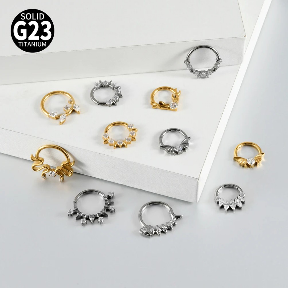 G23 티타늄 힌지드 스네이크/앤틀러-셉텀 클릭 노스트 - Body Jewelry Hoops 리뷰 및 가격