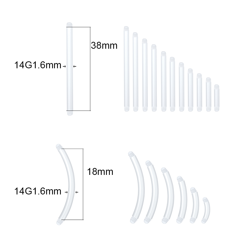 50 개/몫 14G Bioplast 스트레이트 바 부품 - Nipple Bar Curved 리뷰 및 가격