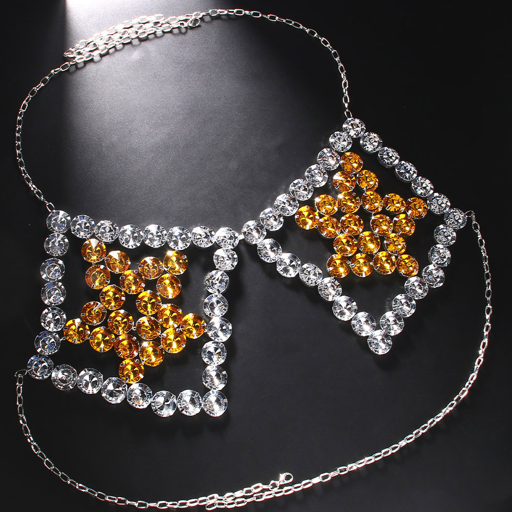 섹시한 노란색 오각형 가슴 체인 목걸이 여성 비치 비키 - Yellow Body Jewelry 리뷰 및 가격