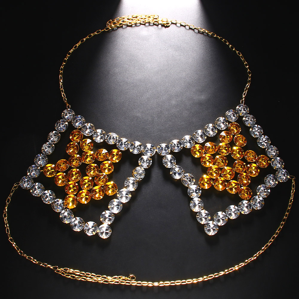 섹시한 노란색 오각형 가슴 체인 목걸이 여성 비치 비키 - Yellow Body Jewelry 리뷰 및 가격