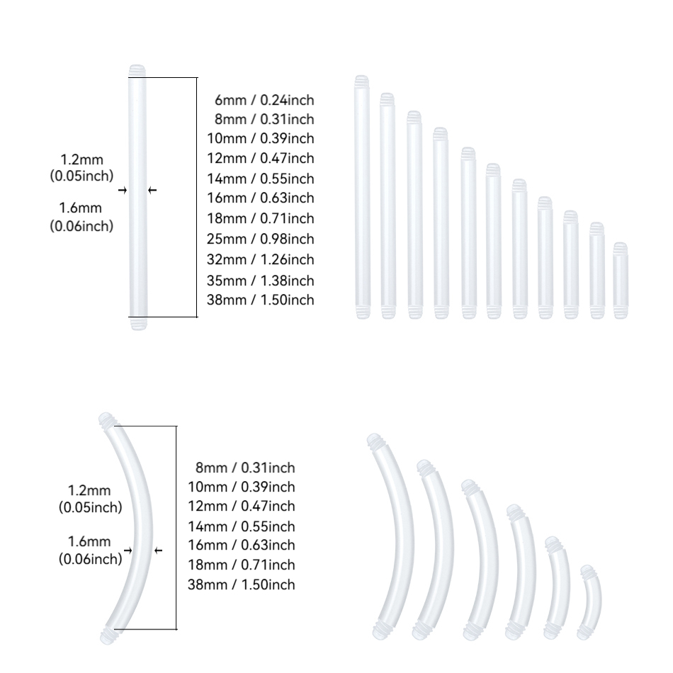 50Pcs/lot 14G 직선 막대기 부속 6mm-38 - Nipple Bar Curved 리뷰 및 가격