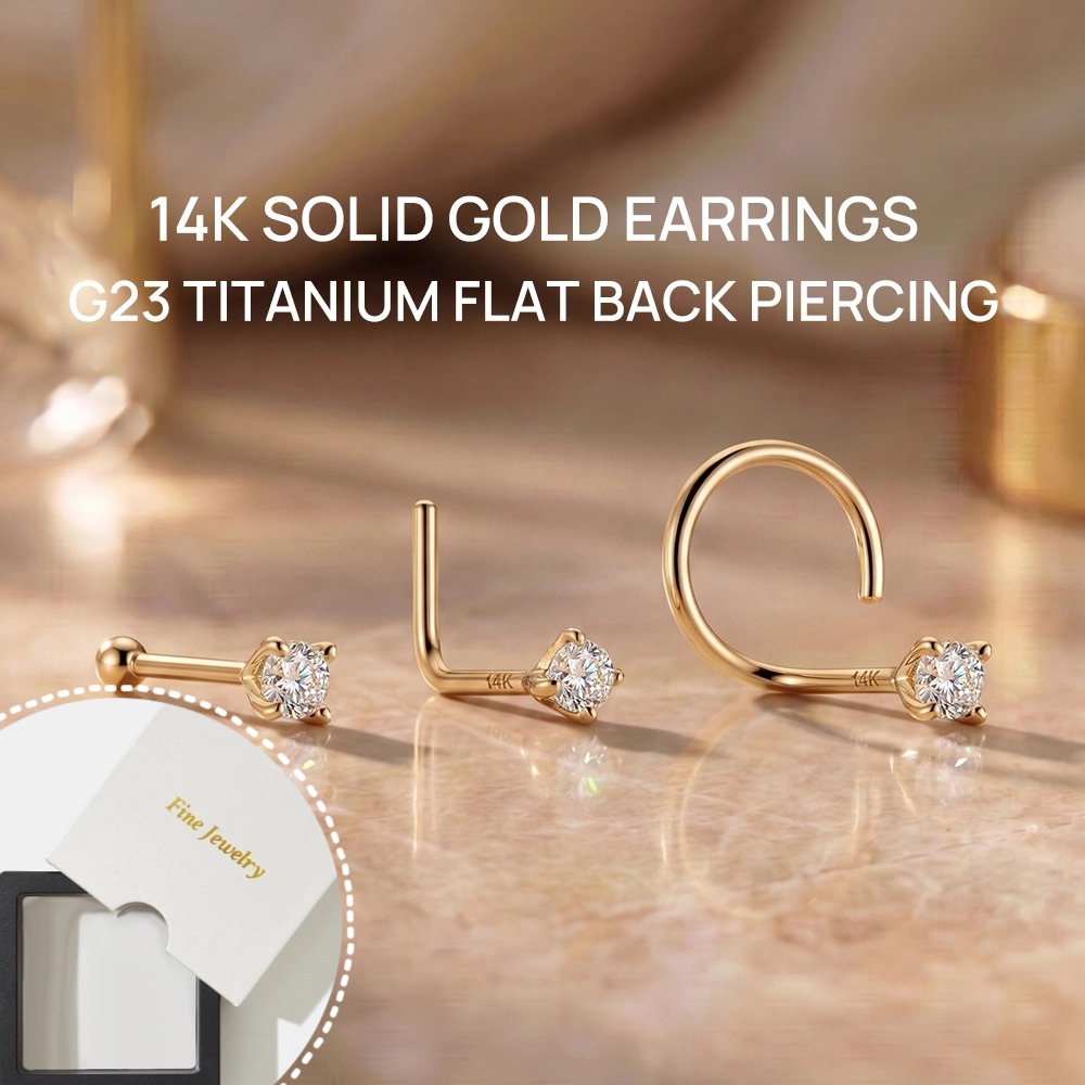 디에슈닌 14K 솔리드 골드 노즈 본 미니멀리스트 스터 - Yellow Body Jewelry 리뷰 및 가격