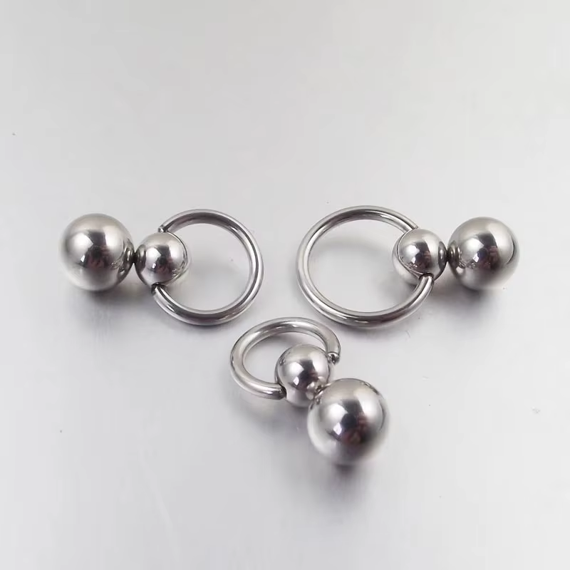 1Pcs 스테인레스 스틸 더블 볼 조롱박 반지 눈썹 곡 - Nipple Bar Curved 리뷰 및 가격