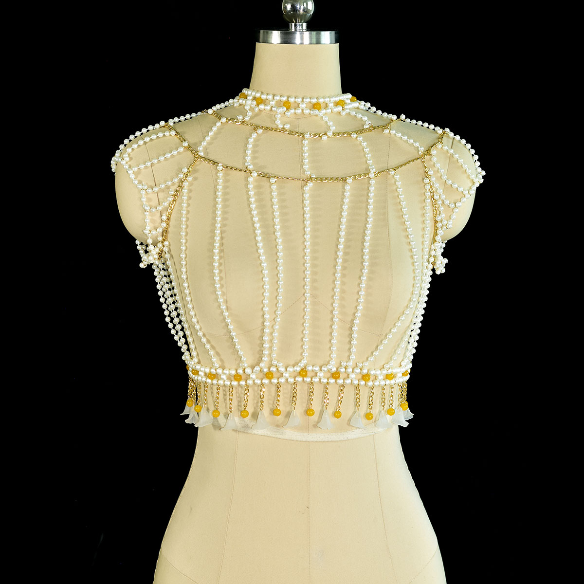 우아한 패션 화려한 모조 진주 바디 쥬얼리 노란색 유리 - Yellow Body Jewelry 리뷰 및 가격