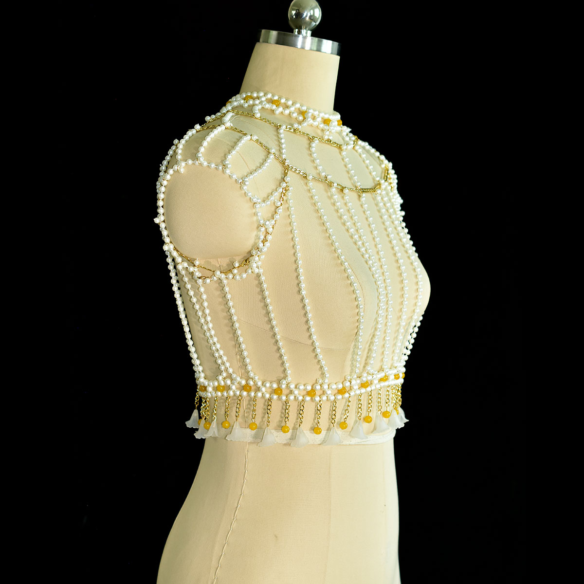 우아한 패션 화려한 모조 진주 바디 쥬얼리 노란색 유리 - Yellow Body Jewelry 리뷰 및 가격