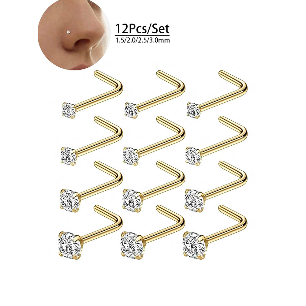 12피스 풀세트 316L 저자극성 L자형 코걸이 다양한 - Body Jewelry Hoops 리뷰 및 가격