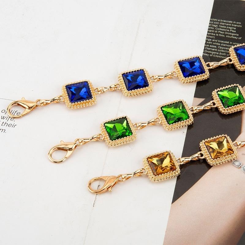 레트로 블루 그린 옐로우 다이아몬드 메탈 허리 체인 우 - Yellow Body Jewelry 리뷰 및 가격